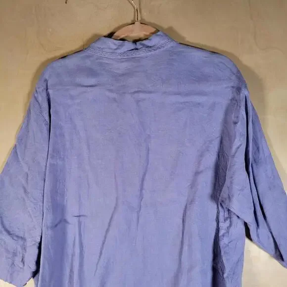 Talbots Petites Irish Linen Lilac Button Front Shirt Women Petite Size 16P - Picture 7 of 10